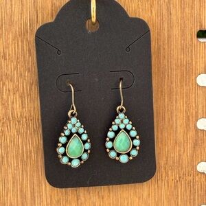 Turquoise and Bronze Dangle Earrings